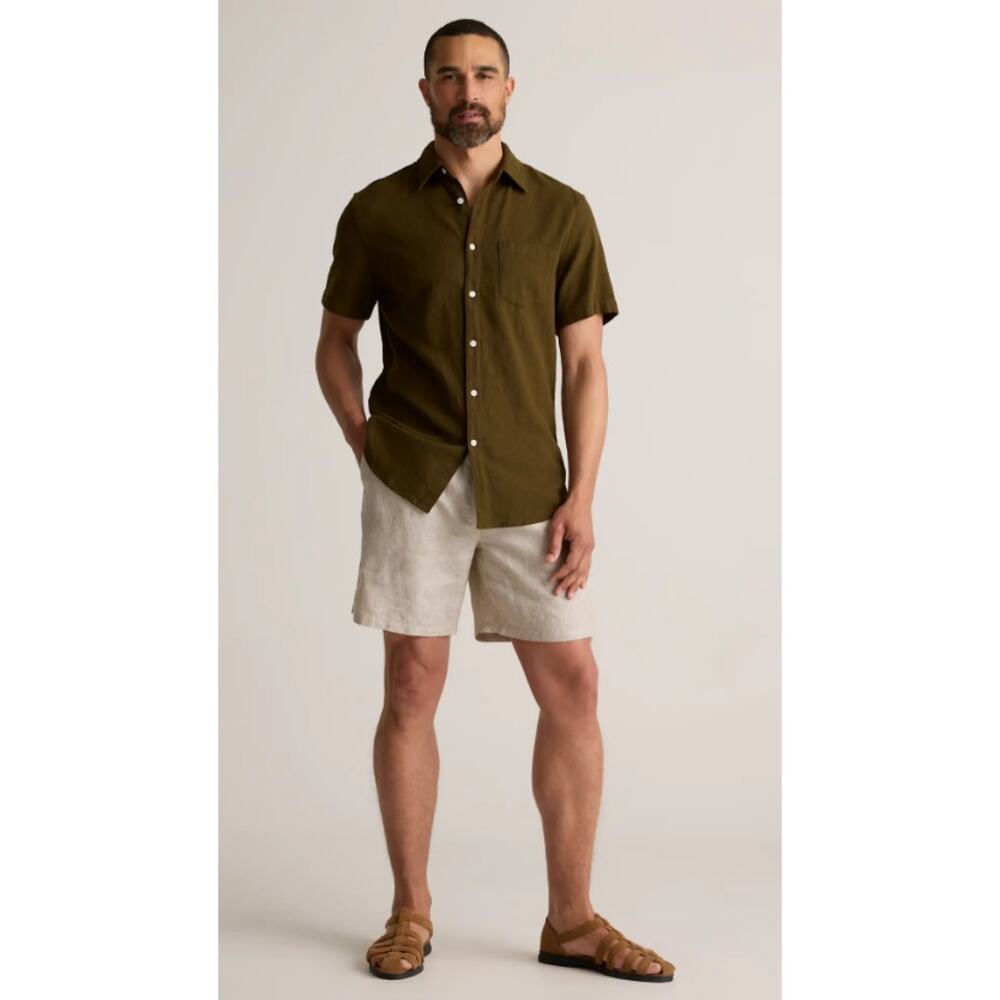 Quince 100% European Linen Drawstring Beach Shorts - 7" Flax Size Large